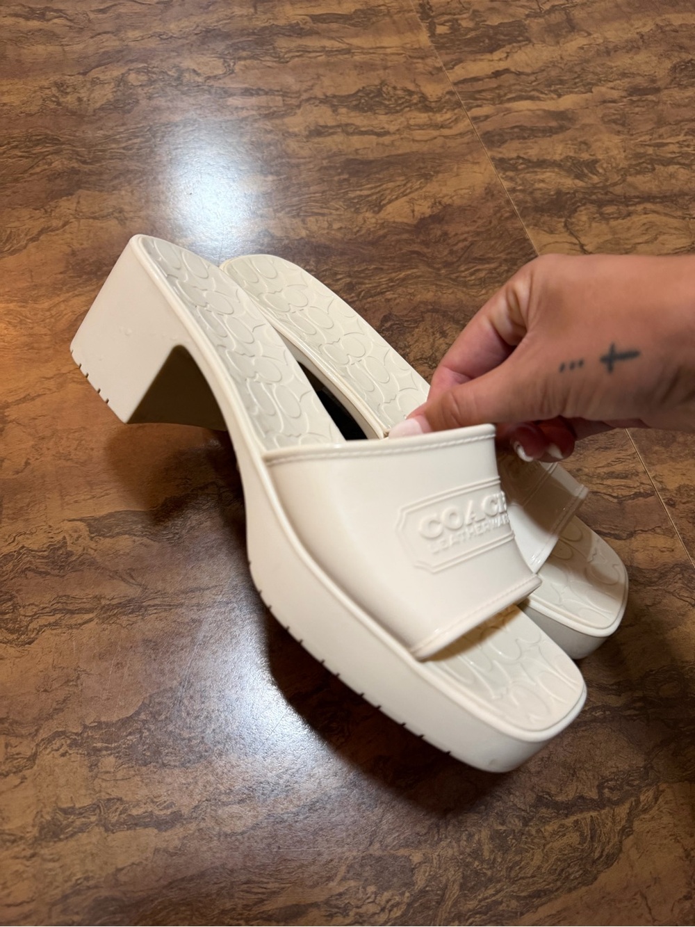 Coach Scarlett Chalk Jelly Platform Slip-On Block Heel Mule Women’s Size 8 - Picture 3 of 6